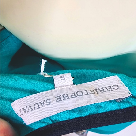 Christophe Sauvat Southwest Boho Turquoise Embroidery Western Open Shoulder Top - Picture 5 of 7